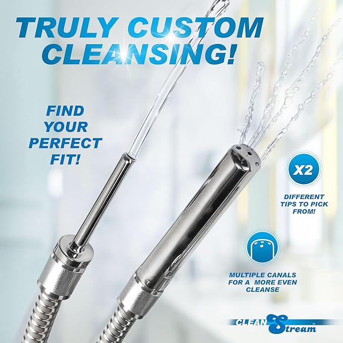 Cleanstream Shower Enema System with 6Foot Metal Hose, Dual Nozzle Set