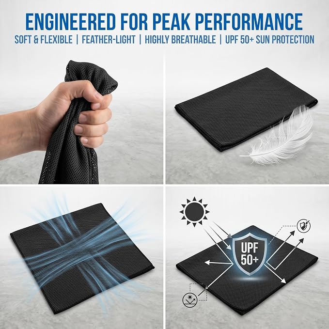 4 Packs Cooling Towels for Neck and Face(40"x 12"), Cool Sweat Towels for Hot Weather, Cooling Rag, Lightweight Soft Breathable Towels for Yoga, Sport, Workout, Running, Gym, Camping, Fitness