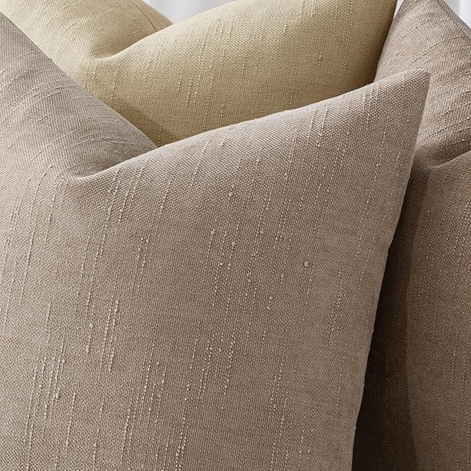 MIULEE 12x20 Inch Lumbar Textured Chenille Throw Pillow Covers Light Taupe | Pack of 2 Decorative Soft Throw Pillows, Solid Textured Cushion Covers, Modern Home Decor for Couch Sofa Bedroom Living Room