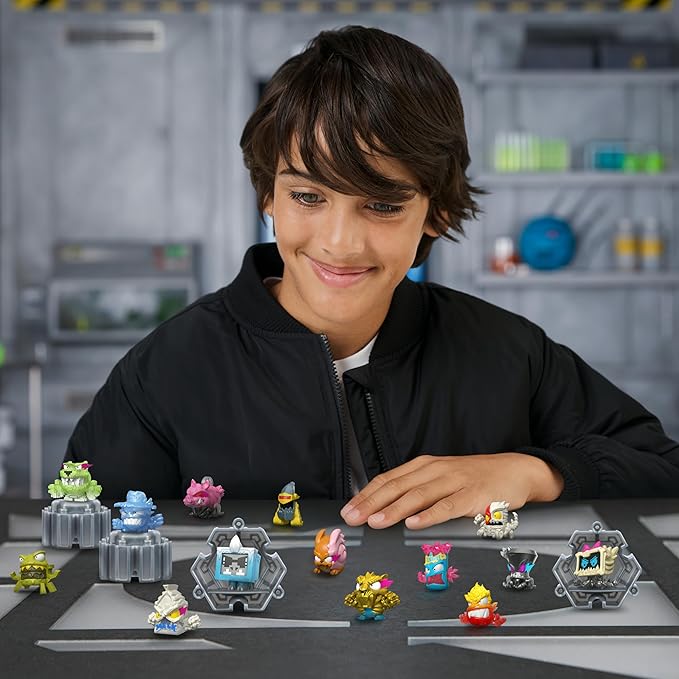 MRBEAST LAB Swarms Series 3, Hyper Fusion Series, 14 Pack Collectible Micro Beasts, 14 Collectible Stickers & 4 Fusion Caps to Build Out Your Own Milk Bones