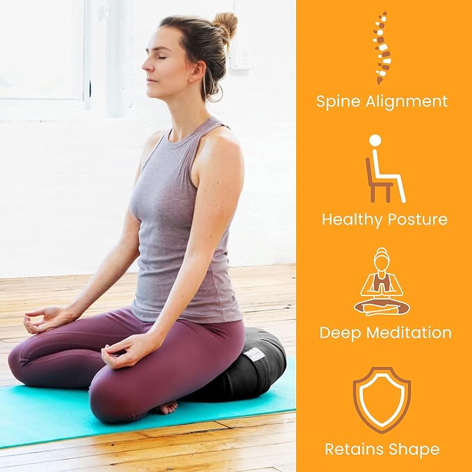 Meditation Cushion Sol Living Yoga Floor Pillow 100% Cotton Floor Cushion Removable Cover Firm Comfort Yoga Floor Cushion Seating for Adults Machine Washable Zafu Meditation Pillow Pouf Bolster Pillow