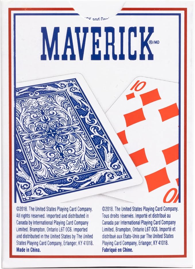 Maverick Playing Cards 12 Pack, Standard Index, Red and Blue Decks, Bulk Playing Cards for Poker, Card Games, and Family Game Night