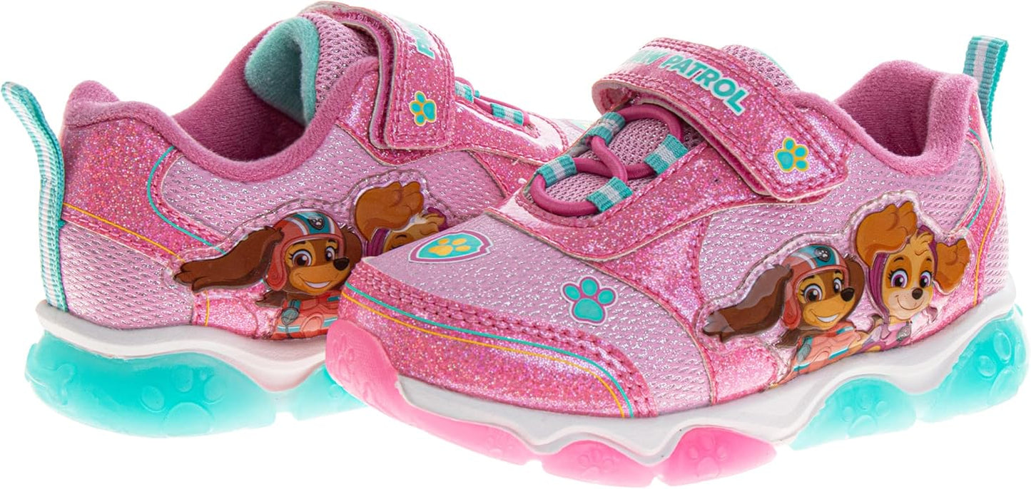 Girls Character Shoes Light Up Shoes LED Athletic Shoes for Girls Disney Princess Moana Little Mermaid Stitch Minnie Frozen Paw Patrol (Sizes: 5-10 Toddlers / 11-12 Little Kid)