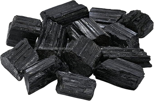 Amazing Gemstone Black Tourmaline Crystals Rough Stone in Bulk, 1/2lb Regular Pieces Turmalina Negra Piedra Originales, Large Black Tourmaline Crystal Healing Stones for Protection