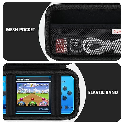 Supmay Carrying Case Compatible with WELLST·G/ for GuaiyeyeAP Handheld Game for Kids -Preloaded 220 Retro Video Games, Portable Gaming Player Storage Holder Travel Bag with Mesh Pocket, Black