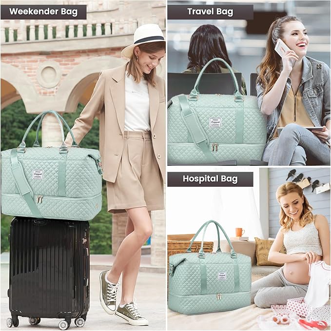 LOVEVOOK Travel Duffle Bag,Weekender Bags for Women with Shoe Compartment，Carry on Overnight Bag with Toiletry Bag,Gym Duffel Bag with Wet Pocket, Hospital Bags for Labor and Delivery