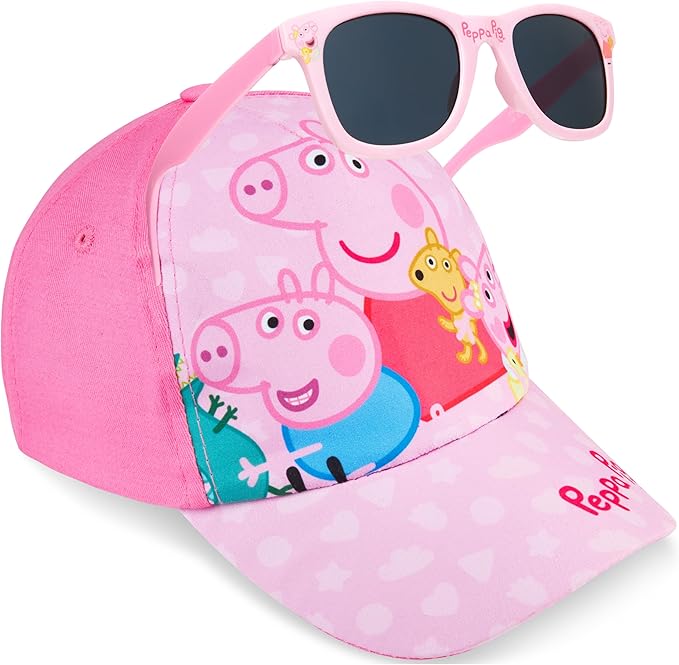 Paw Patrol | Peppa Pig Baseball Cap and Sunglasses Set for Girls, UV 400 Sun Protection, Summer Gifts for Girls