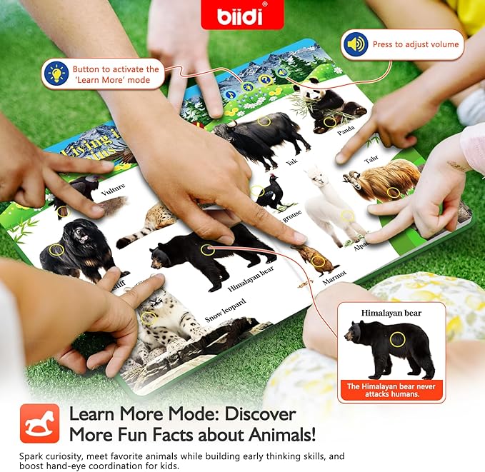 English Interactive Sound Book for Toddler3-5,Talking Activity Book,Educational Learning Toys for Boys Girls, Birthday Gifts for Kid Age 3 4 5 6 Year Old,Sensory Autism Toys,171 Animal,600+Sounds
