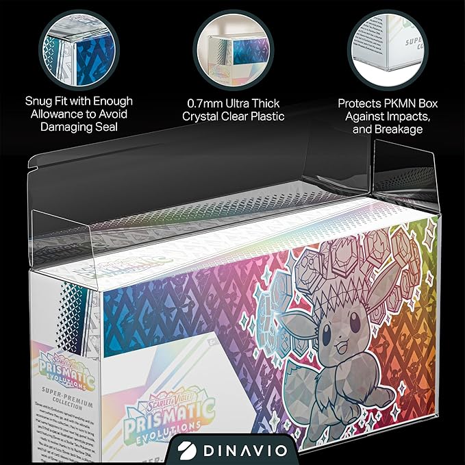 Dinavio Crafthouse 2 Pack Prismatic Evolutions SPC Plastic Protectors - 0.7mm Ultra Thick Display Protector - Compatible with Prismatic Evolutions Super Premium Collection Box (2 Pack)