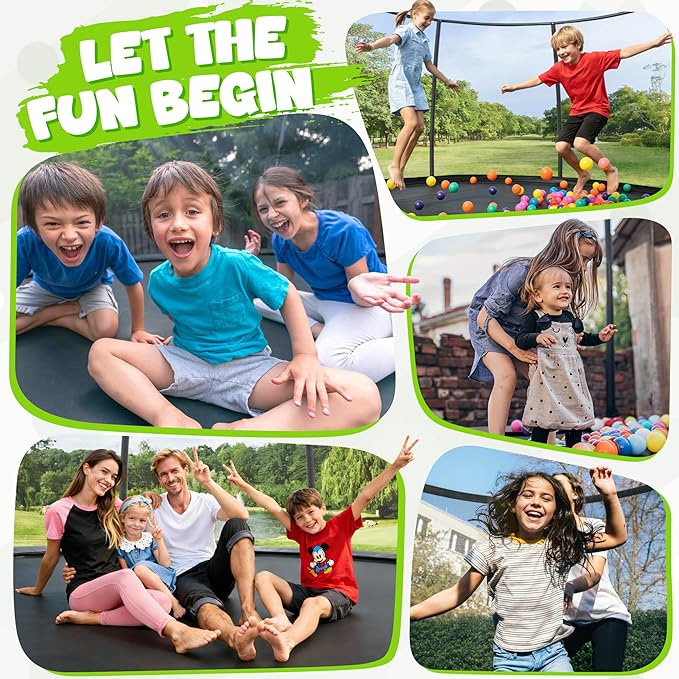 JELENS Trampoline 8FT 10FT 12FT 14FT 15FT 16FT, Recreational Trampolines with Enclosure Net, Outdoor Anti-Rust Trampolines for Kids and Adults, ASTM Approved