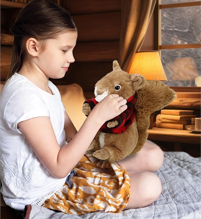 DolliBu Red Hoodie Plaid Jacket Teddy Bear Clothes - Cute Red Long Sleeve Shirt Plaid Flannel Sweater For Teddy Bear, Stuffed Animal Dress Up Lumberjack Costume, Plush Toy Clothing Accessories - Small