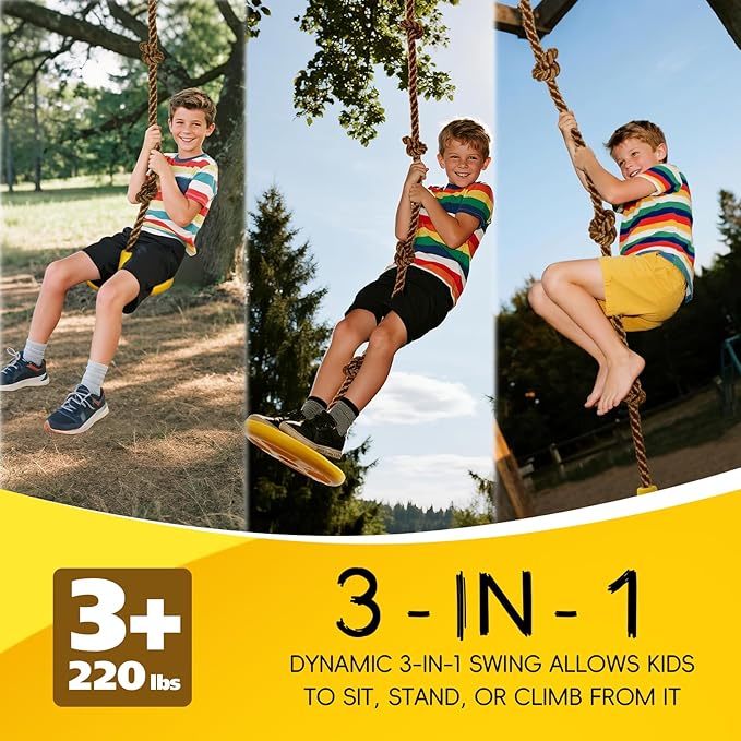 ZNCMRR Tree Swing for Kids Swing Set Accessories Climbing Rope for Kids with Disc Seat Rope Swings for Tree Disc Swing for Kid Outdoor Swings Easy Installation Heavy Duty Adjustable