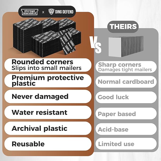 Ding Defend 4x6 Black Trading Card Shipping Protector 510 Pack - Sports Card Protectors Hard Plastic w/Rounded Corners, Hobby Shipping Shield for Graded Cards, Slabs, Top Loaders