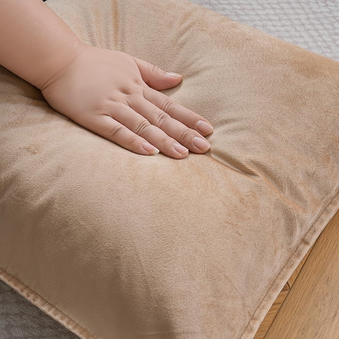 JIAHANNHA Velvet Khaki Throw Pillow Covers 18”x18”Pack of 2 Soft Decorative | Square Cushion Covers for Couch Sofa Bed Livingroom Car Home Decor,45x45Cm
