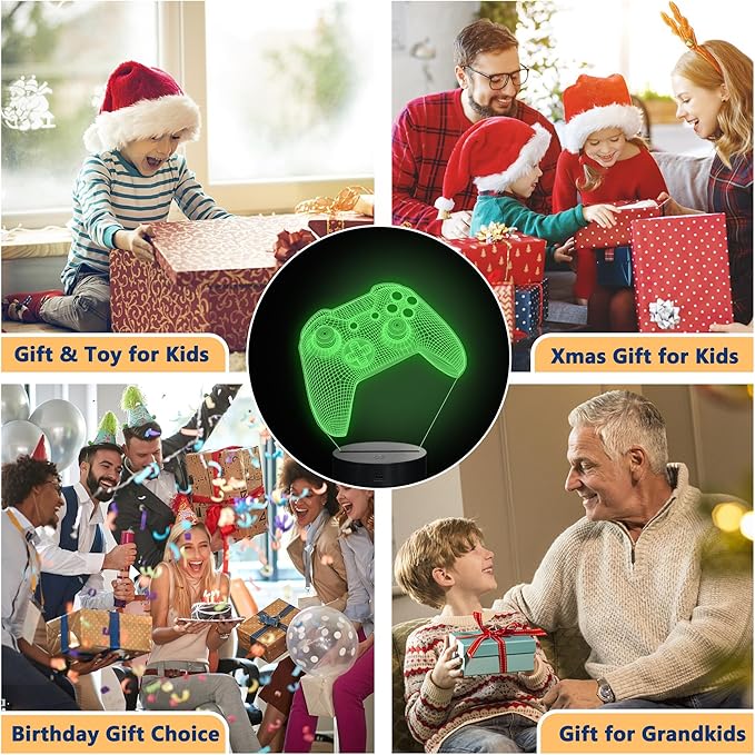 Gamer Gift, 3D Illusion Lamp, Gaming Night Light with 16 Colors Remote and Touch Control Dimmable- Perfect for Men's Game Room Decoration, Boys' Kids Room, Birthday Gift
