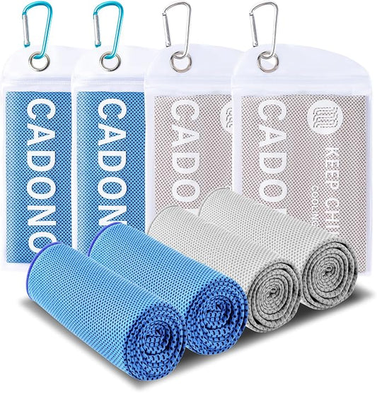 4 Pack Cooling Towel (40"x12"), Soft Breathable Chilly Towel, Ice Towel, Microfiber Towel for Yoga, Sport, Running, Workout,Gym, Camping, Fitness, Workout & More Activities(Multicolor)
