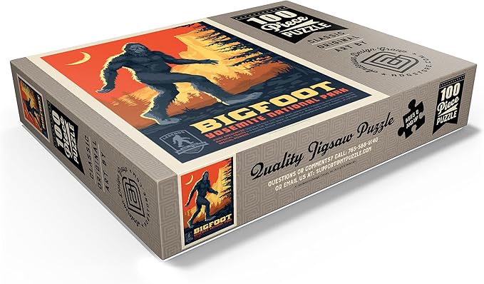 MyPuzzle Legends of The National Parks: Yosemite's Bigfoot, Vintage Poster - Premium 100 Piece Jigsaw Puzzle for Adults