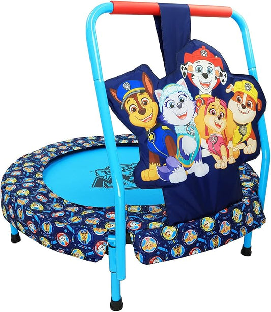 PAW Patrol Indoor Mini Trampoline with Handle for Toddlers, Features Everest, Chase, Marshall, Skye and Rubble, Multi
