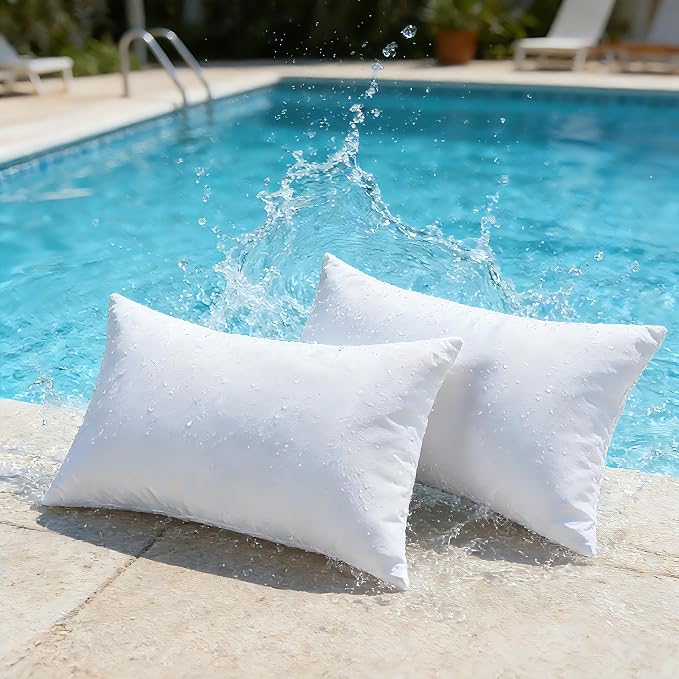Water Resistant Polyester Pillow Inserts with Plush Dot Cover | Pack of 2 Square Form Indoor Decorative Pillow, Bed and Couch Pillows, 12 x 20 Inches, Orchid