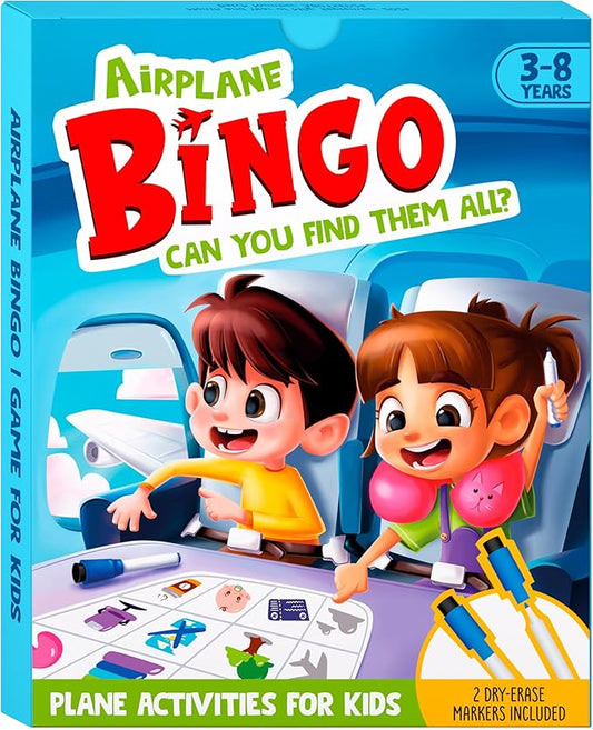 WELL BALANCED Airplane Games - Airplane Bingo Travel Essentials Kids Activities 3-8 Year Old, Must Haves