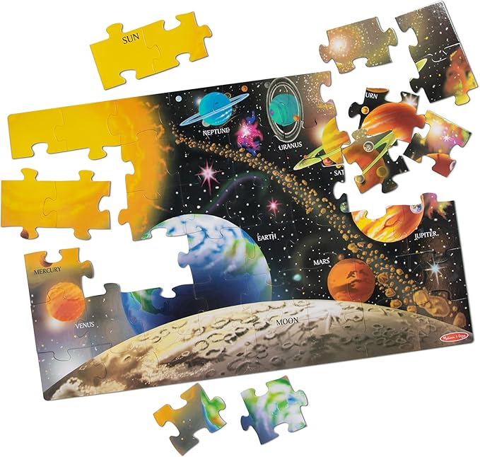 Melissa & Doug Solar System Floor Puzzle, 48 pc Jumbo Jigsaw Puzzle, Educational Screen Free Activity for Toddler, Preschoolers and Kids Ages 3+ (2 x 3 Feet) - FSC Certified