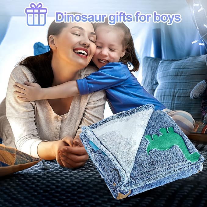 Dinosaur Glow in The Dark Blanket for Kids, Toddler Blanket for Boys, Dinosaur Gifts for Boys/Kids, Soft Fleece Blanket Throw, Birthday Gifts 40"x60"