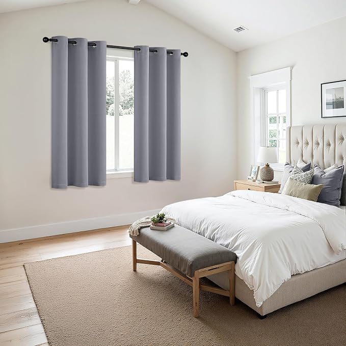 MIULEE Blackout Curtains for Bedroom 2 Panels 40 x 54 Inch Long Silver Grey | Thermal Insulated, Living Room Darkening Grommet Drapes, Noise Reducing, Light Blocking Window Treatments