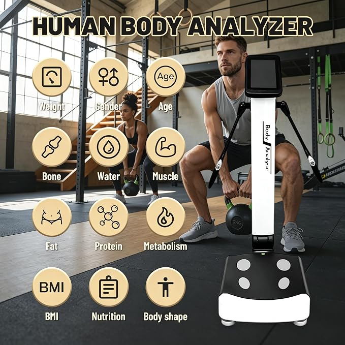 Body Fat Analyzer, 32 Body Composition Metrics, 10.1-inch HD Touch Screen Body Composition Scale, Dual Hand & Foot Electrode Body Fat Measurement Device, Inch/Pound US Units for Home Gym Beauty Salon | Dual Hand & Foot Electrode Body Fat Measurement De...