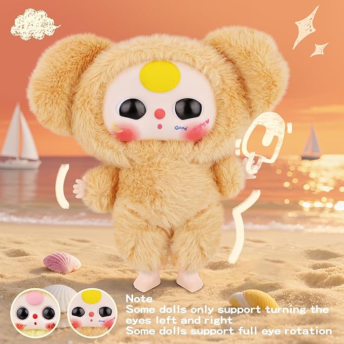 Vinyl Figures, Plush Toys with Cute Expression Rotatable Eyes for Girls Boys, Macaron Orange Bunny Vinyl Plush Doll Kawaii Stuffed Animals Gifts for Keychains Car Home Décor Birthday Collectibles Toys