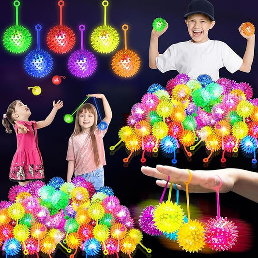 24PCS Glow in The Dark Party Supplies, Light Up Balls for Kids, Balls for Toddlers 1-3, 6 Colors LED Flashing Squeaky Ball, 2.55inch Light Up Toys, Fidget Sensory Toys, Halloween Party Favors