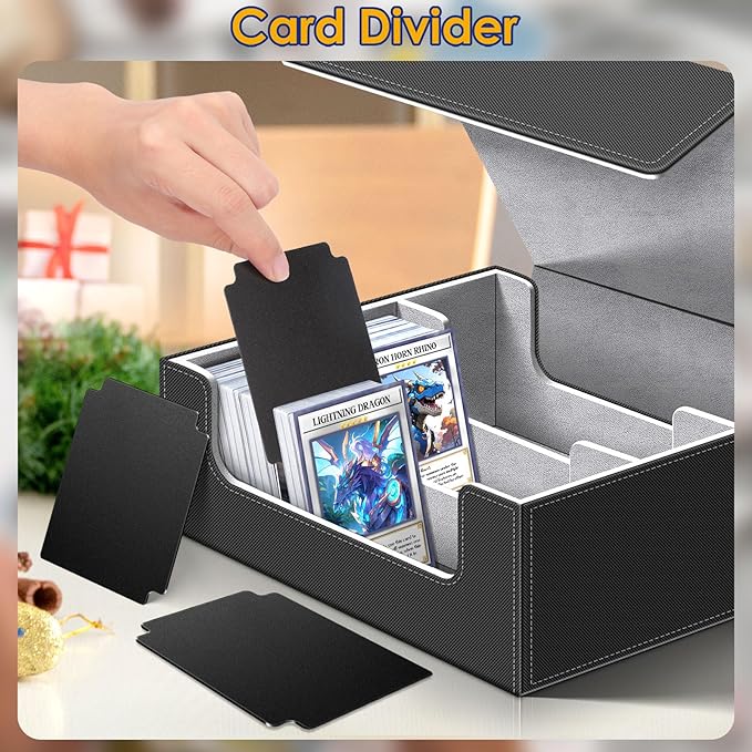 Homthy 1800+ Card Deck Case for Trading Cards, Leather Magnetic Closure Commander Card Storage Box Magic Card Protectors Fit for MTG TCG and Sport Cards