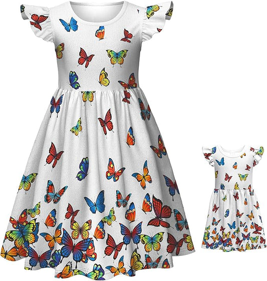 LQSZ Doll and Girl Matching Princess Dress Outfits for Girls and 18" Matching Doll and Girl Clothes