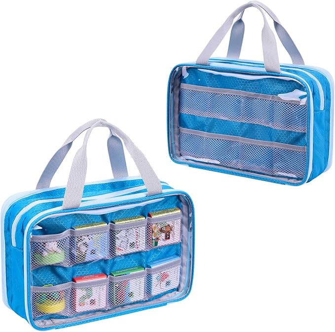 Carrying Case for Little Tikes Story Dream Machine Books, Travel Storage Bag for Storytime Collection, Audio Player Character, Up to 9 Sets (Bluish Green)