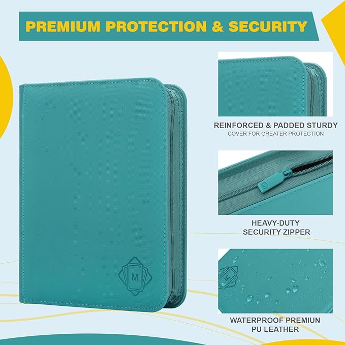 Toploader Binder,4-Pocket Side Load Trading Card Album, Holds 128 Cards with Double-Sided Pockets for MTG, Sports Cards, Top Loader Storage