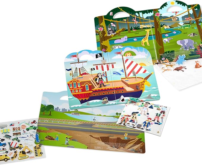 Melissa & Doug M&D Puffy Sticker Bundle - Pirates, Vehicles and Safari (Amazon Only)