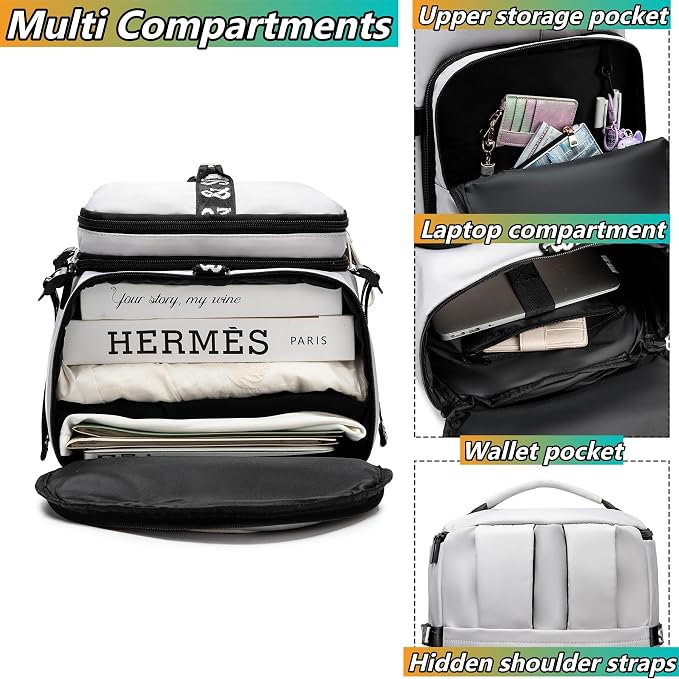 Gym Duffle Bag Backpack with Shoe Compartment,4 ways Travel Backpack for Women and Men,Multi-Functional Weekender bag with Waterproof Layer&Laptop Compartment for Fitness, Travel,Camping