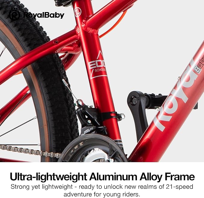 RoyalBaby Kids Mountain Bike for Boys and Girls, Ultra-Light Aluminum 20-26 Inch Wheel Bicycle for 6-14 Years Old Children, 7/21-Speeds Drivetrain