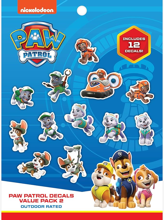 Paw Patrol Decals - Set of 12 Rocky Zuma Tracker Everest Vinyl Stickers for Kids and Adults - Vinyl Decals for Laptop, Tumbler, Water Bottle, Vehicles - Nickelodeon Stickers