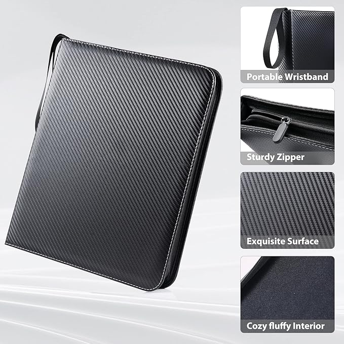 WOT I Trading Card Binder, 630 Pockets Sleeves with Zipper, Double Sided Pockets Card Holder Carry Case for Baseball Card, Football Card