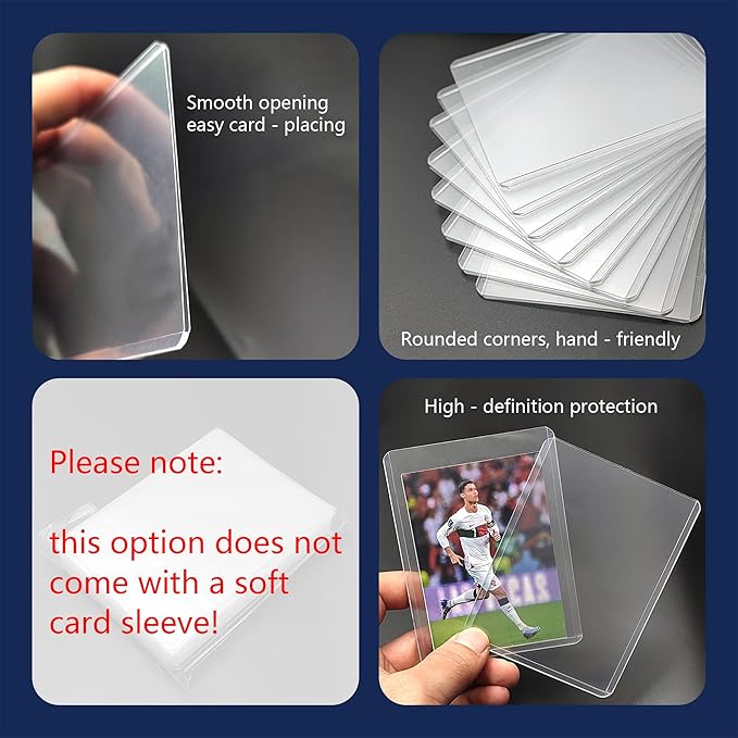 JohnBee Card Sleeves - 3"x4" Hard Plastic Top Loaders for Cards - Trading Card Sleeve & Baseball Card Holder - Premium Topload Ablum Photocard Holder for Sports, Game & Kpop Cards (Only 100 Hard)