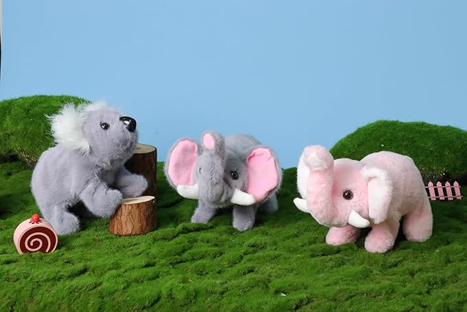 Hopearl Walking Elephant Interactive Crawling Elephish Electronic Plush Toy Animated Gifts for Toddlers Birthday, Gray, 9''