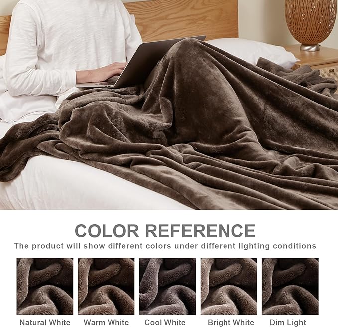 Hansleep King Brown Fleece Blanket, Soft Flannel Bed Blanket | Fuzzy Cozy Blanket 90x108 Inches, Multi-use for Bed, Sofa, Couch, Travel, Camping, All Season Warm Lightweight Cover