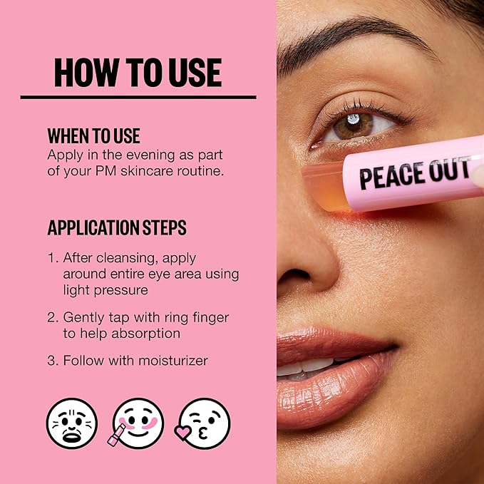 PEACE OUT Retinol Eye Jelly Stick, Hydrating Under Eye Treatment for Fine Lines & Wrinkles, with Encapsulated Retinol, Peptides & Squalane, Non-Irritating Formula (0.14 oz)