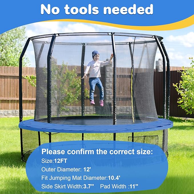 Trampoline Safety Pad 12FT 14FT Replacement Pad Safety Spring Cover, Waterproof Accessory, Round, Blue (Mat Only)