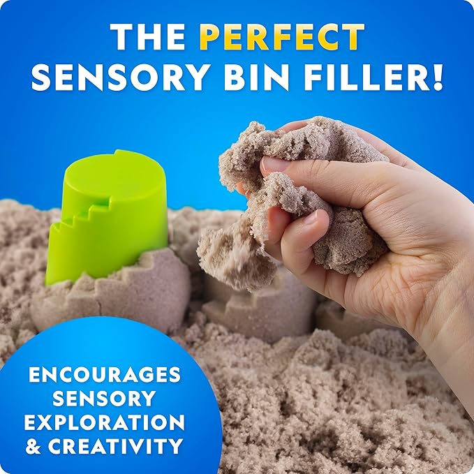 National Geographic Moon Sand - 12 Lbs. with Castle Molds (Natural) - A Fun No Mess Sensory Activity, Kids Fake Sand Play Set, Sensory Bin Filler
