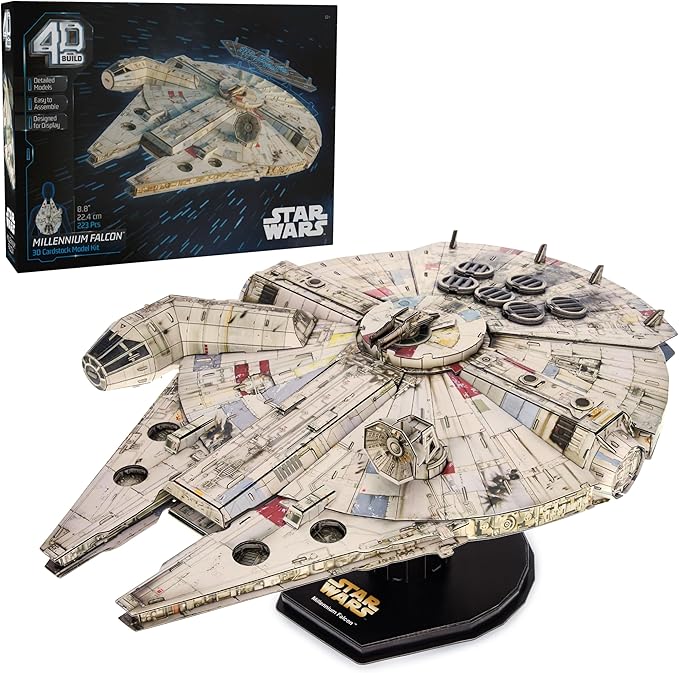 4D Build Star Wars Millennium Falcon 3D Model Kit, 𝖲tar Wars Gifts, Ѕtar Ｗars Toys Desk Decor for Star Ｗars Fans & Collectors, Adults & Teens 12+