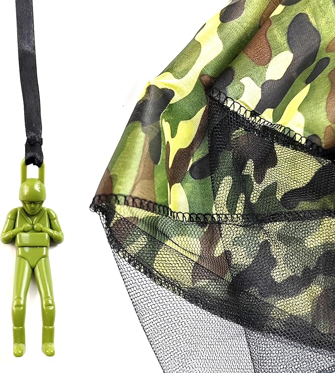 6PCS Army Camo Parachute Toys Hand Throwing Kids Outdoor Games Toys ，Army Men Action Figures Tangle Free Throwing Toy Parachute Outside Gifts for Kids Ages 3-16