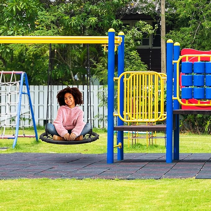 Sorbus Saucer Tree Swing- Kids Outdoor Disc Round Swing - 24" Heavy Duty 220lbs Seat- Easy Install Flying Saucer Web Circle - Perfect for Gift,Playground, Birthday, Xmas, IndoorOutdoor