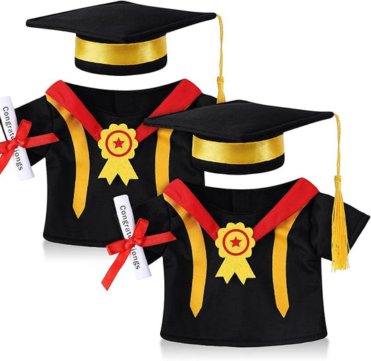 Set of 2 Graduation Teddy Bear Clothes Cap & Gow Outfit Fits Make Your Own Most 14" - 18" Bear Plush Stuffed Animal Outfit Pet Dog Doll Cap and Gown Build a Bear Clothe(Graduation F, Fit 14"-18")