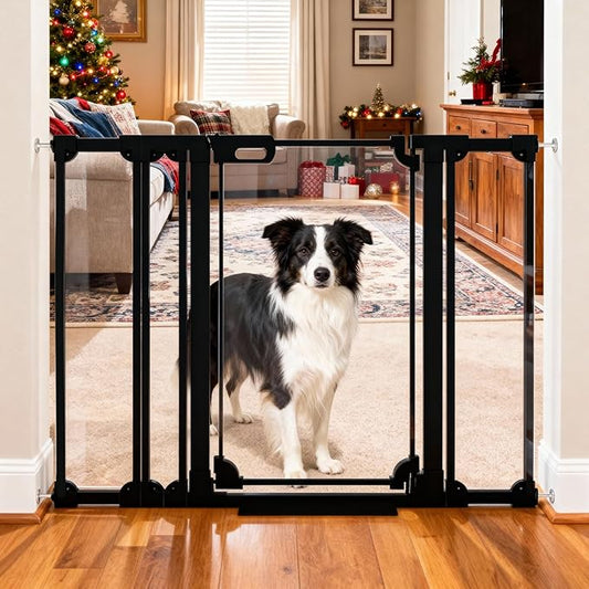 Clear Acrylic Baby Gate 48.4-57.0" Wide Pressure Mount Clear Dog Gate Indoor - No Drill Auto Close, Walk Through Baby Gates for Stair & Doorways & Hallway